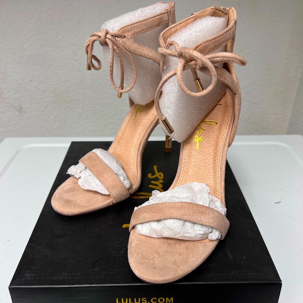 Lulus Nude Suede Heels
